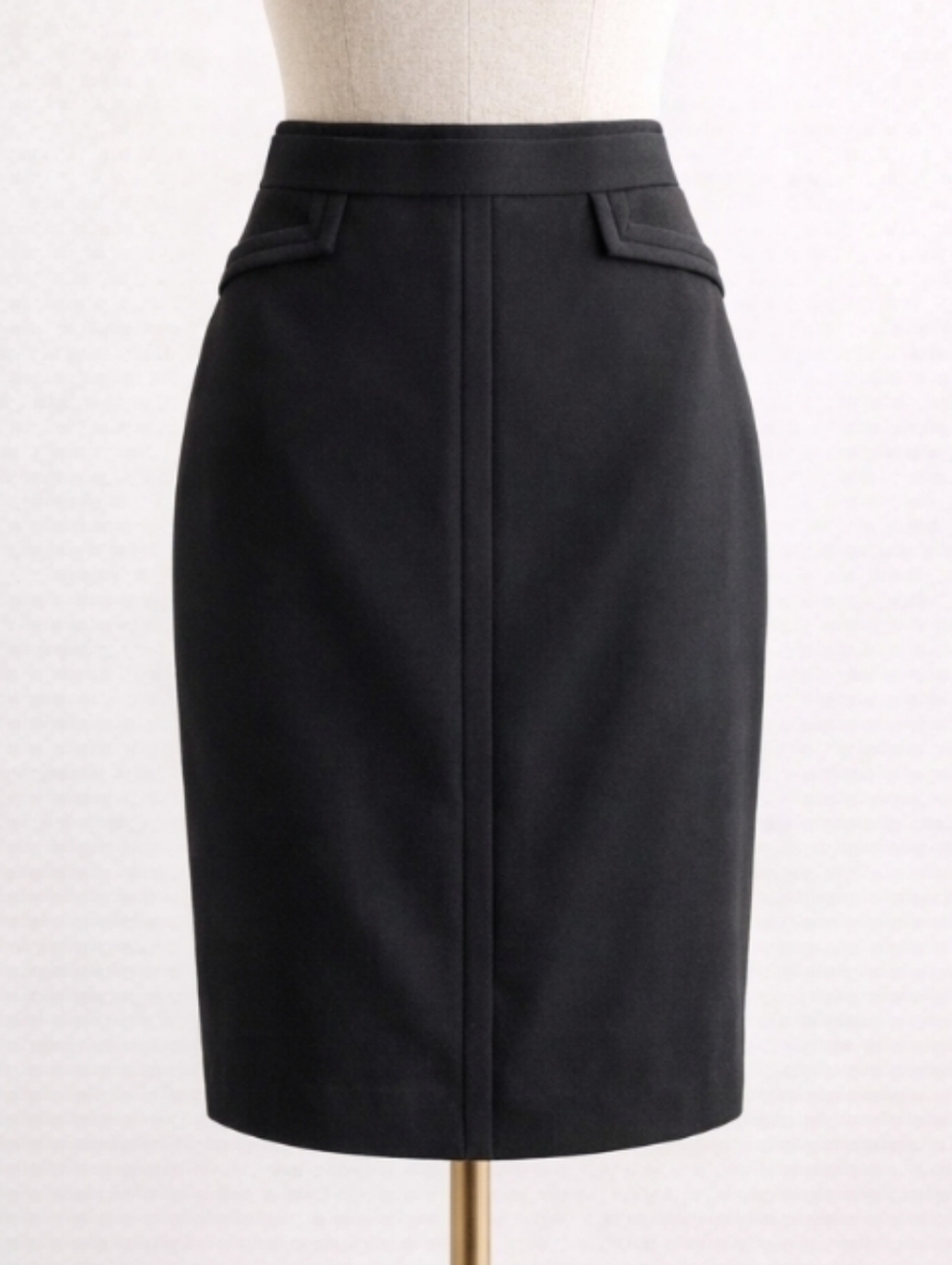BCBGMAXAZRIA Black Structured Pencil Skirt Exposed Back Zipper Minimalist SMALL